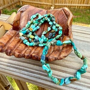 Blue Natural Turquoise Tumbled Stone Chip Bracelet